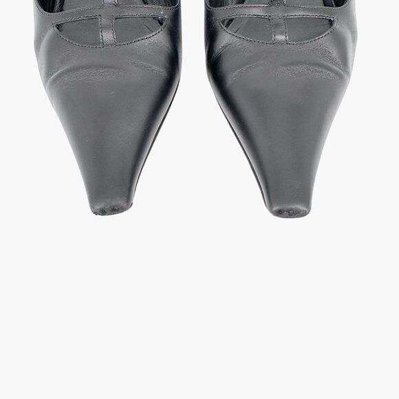 The Row Cyd Mary Jane Kitten Pumps Size 39 US 9 Black Leather Pointed Low Heel - Picture 6 of 16